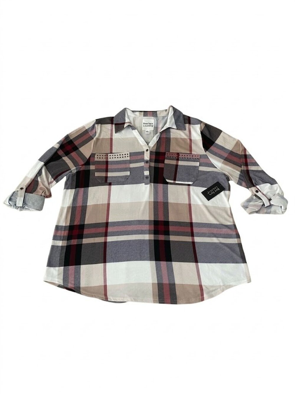 NWT New York Laundry Plaid Henley Top | Size 3X